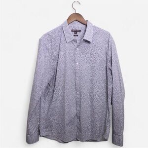 Michael Kors Men's White and Blue Patterned Shirt